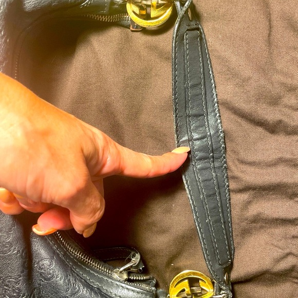 💯%Authentic Full inclu. Black Guccisima Hobo GoldSilver GG - Picture 10 of 16